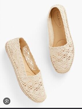 Talbots Izzy Espadrille Flats - Floral Honeycomb Crochet
